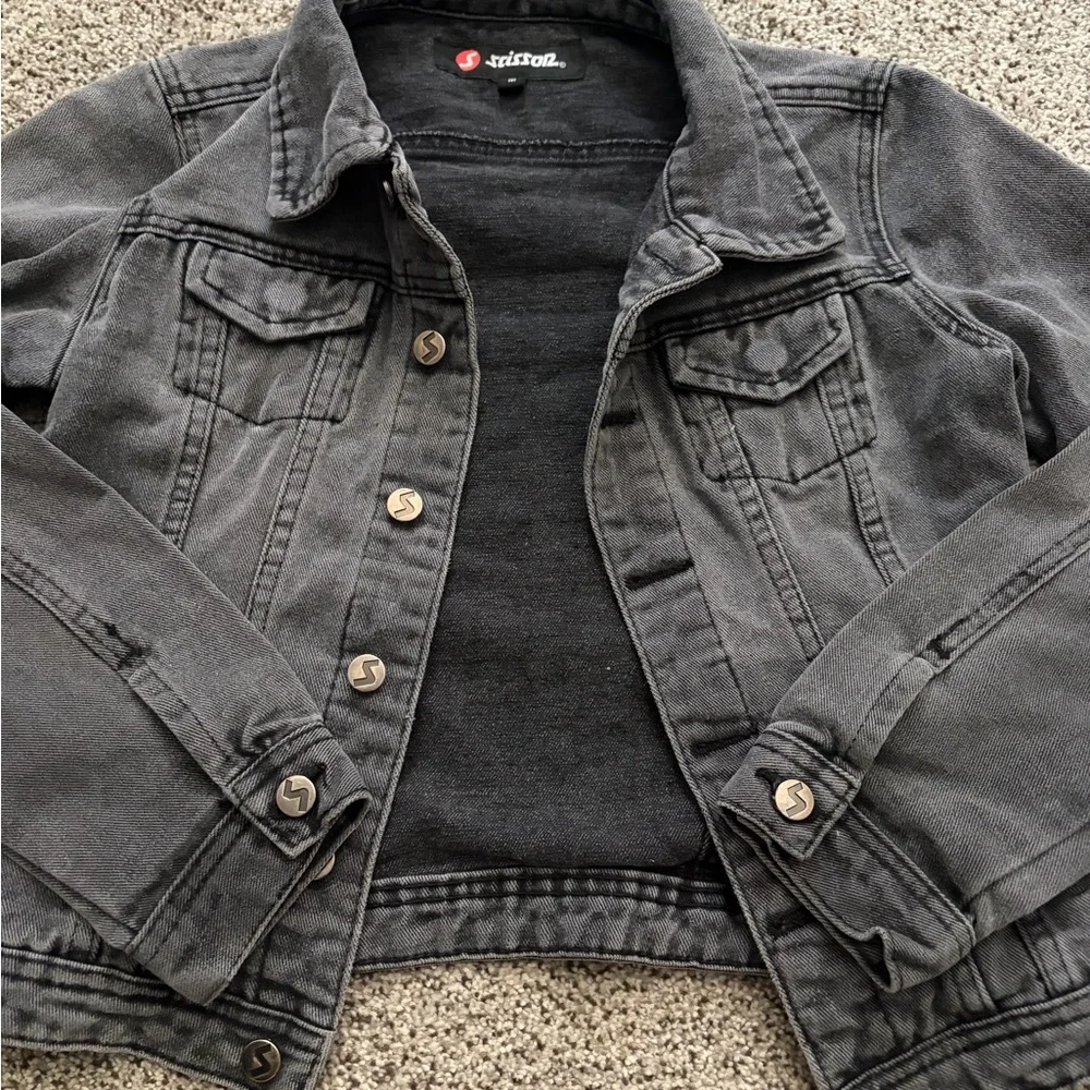 Staccato Girls' Washed Black‎ Denim Trucker Jacket